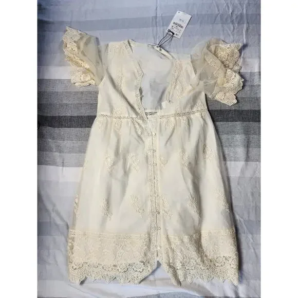 embroidered mini dress zara Kaila White Floral Embroidered Maxi Dress, S / White